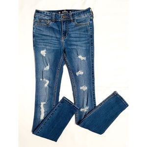 Hollister dark washed ripped jeans (mid-rise)